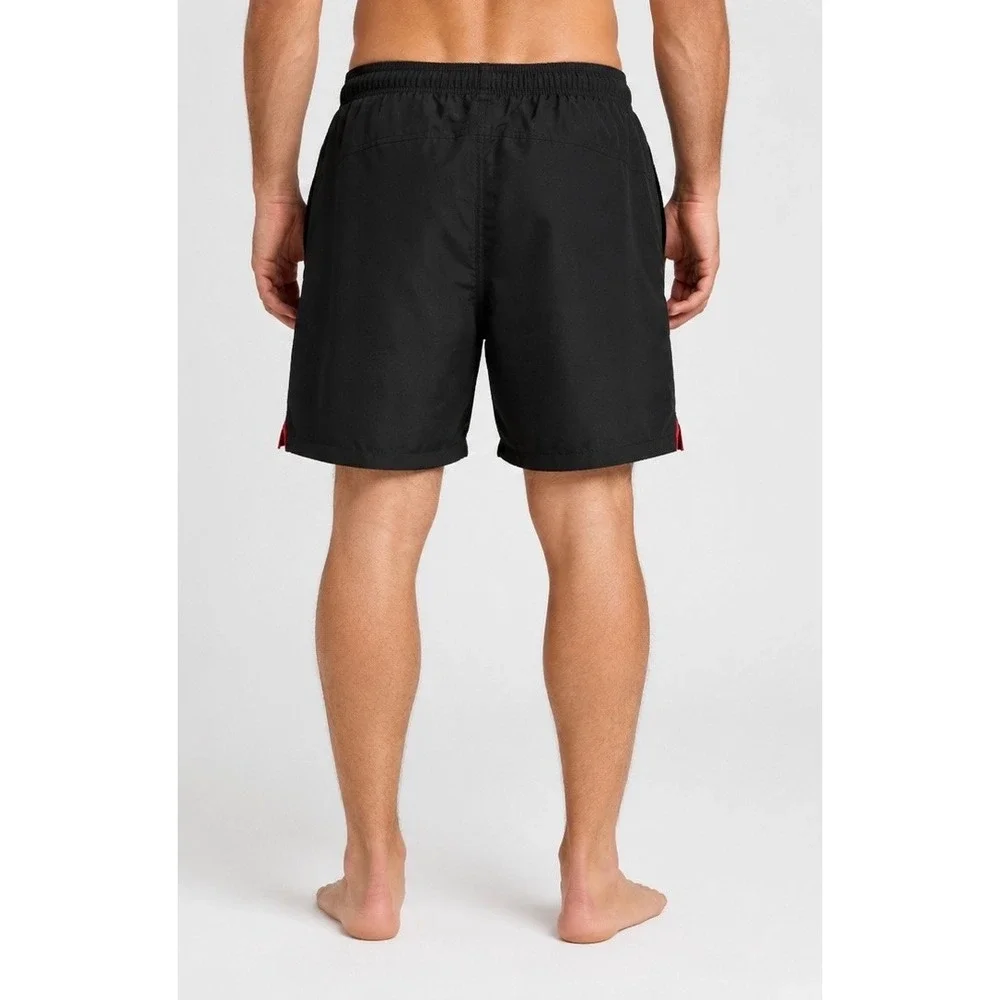 Speedo Mens Swim Trunks Black Red Mesh Lined Board Shorts Sz Medium